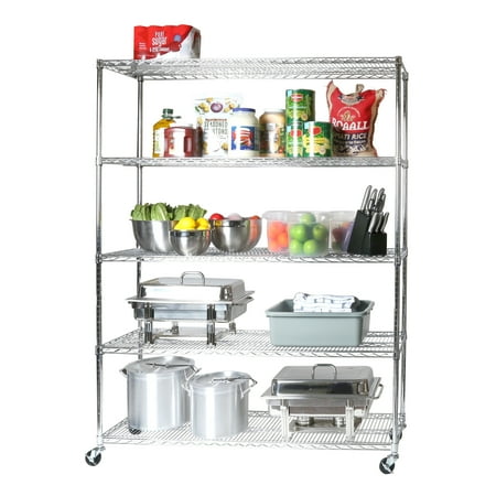 Seville Classics UltraDurable Commercial-Grade 5-Tier NSF-Certified Steel Wire Shelving with Wheels 60 x 18 Silver
Seville Classics UltraDurable Commercial-Grade 5-Tier NSF-Certified Steel Wire Shelving with Wheels 60 x 18 Silver