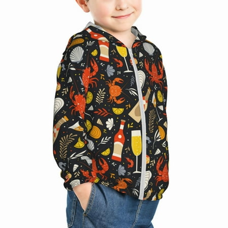 Uemuo Seafood And Drinks Pattern Rash Guard for Boys Girls Long Sleeve Swim Shirts UPF 50+ UV Sun Protection Hooded Fishing Shirt with Pocket for Kid-2 Years
Uemuo Seafood And Drinks Pattern Rash Guard for Boys Girls Long Sleeve Swim Shirts UPF 50+ UV Sun Protection Hooded Fishing Shirt with Pocket for Kid-2 Years