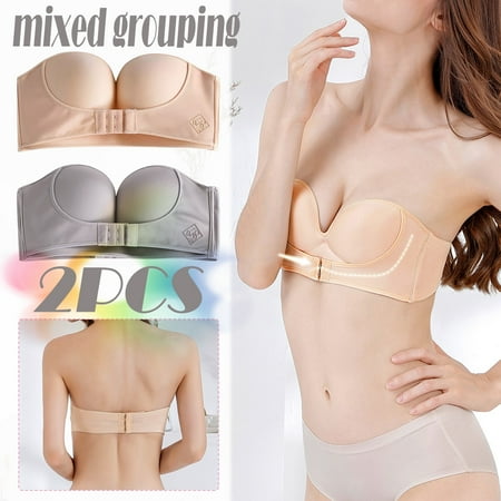 Yuelianxi Womens 2PCS Solid Color Strapless Non Slip Adjustment Rimless Dress Bra Beige+Gray
Yuelianxi Womens 2PCS Solid Color Strapless Non Slip Adjustment Rimless Dress Bra Beige+Gray