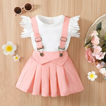 Hunpta Toddler Girls Lace Ruffles Fly Sleeve Solid Ribbed T Shirt Tops Suspenders Skirt Outfits
Hunpta Toddler Girls Lace Ruffles Fly Sleeve Solid Ribbed T Shirt Tops Suspenders Skirt Outfits