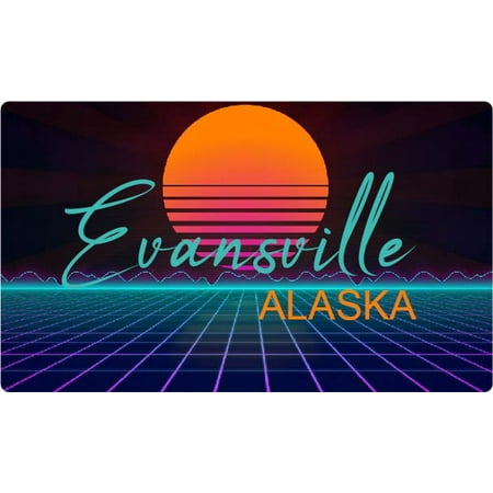 Evansville Alaska 4 X 2.25-Inch Fridge Magnet Retro Neon Design