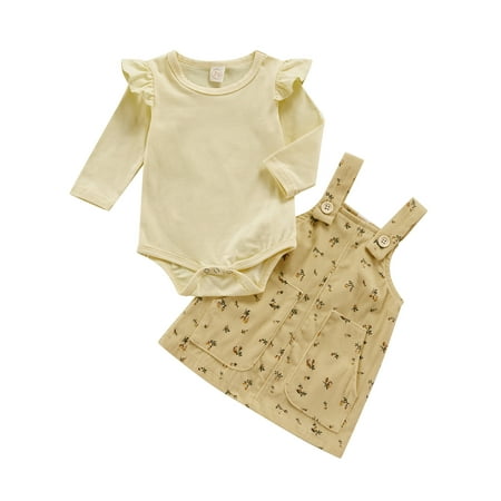 Suanret Newborn Infant Baby Girls Clothes Set Ruffles Long Sleeve Rompers Floral Strap Dress Outfits Yellow 3-6 Months
Suanret Newborn Infant Baby Girls Clothes Set Ruffles Long Sleeve Rompers Floral Strap Dress Outfits Yellow 3-6 Months