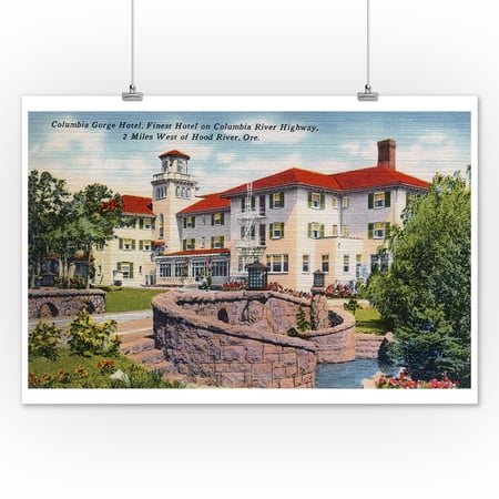 Hood River, Oregon - Exterior View of Columbia Gorge Hotel (12x18 Art Print, Wall Decor Travel Poster)