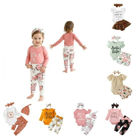 Uccdo 4Pcs Infant Newborn Baby Girls Outfits Romper Long Pants Set Ruffle Bodysuit + Floral Pant + Headband + Beanie Cap for Baby Girl 0-12 Months
Uccdo 4Pcs Infant Newborn Baby Girls Outfits Romper Long Pants Set Ruffle Bodysuit + Floral Pant + Headband + Beanie Cap for Baby Girl 0-12 Months