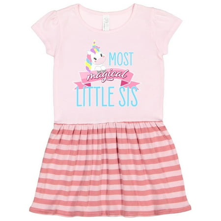 Inktastic Most Magical Little Sis- cute unicorn Gift Toddler Girl Dress