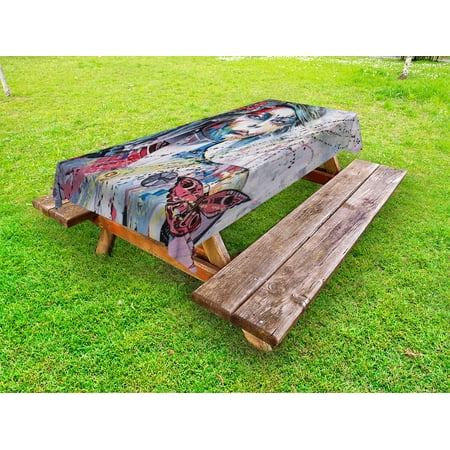 Art Outdoor Tablecloth Fantasy Portrait of a Girl with Floral and Geometric Details Butterflies Color Splashes Decorative Washable Fabric Picnic Tablecloth 58 X 120 Inches Multicolor by Ambesonne
Art Outdoor Tablecloth Fantasy Portrait of a Girl with Floral and Geometric Details Butterflies Color Splashes Decorative Washable Fabric Picnic Tablecloth 58 X 120 Inches Multicolor by Ambesonne