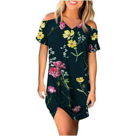 Juebong Women s Casual Summer Vacation Floral Short Sleeve Knit V Neck Dress Mini Dress
Juebong Women s Casual Summer Vacation Floral Short Sleeve Knit V Neck Dress Mini Dress
