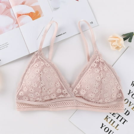 Promotion!Women s Lace Bra Embrace Lace Bra Wire Free Bra Soft-Cup Bralette