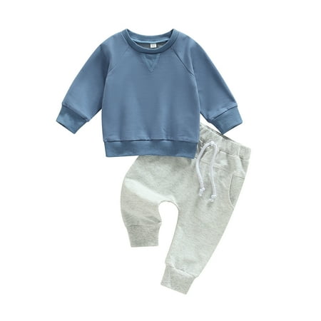 Baby Boy Clothes 2pcs Fall Outfits Long Sleeve Solid Sweatshirt T-Shirt Top Striped Drawstring Pants Set
Baby Boy Clothes 2pcs Fall Outfits Long Sleeve Solid Sweatshirt T-Shirt Top Striped Drawstring Pants Set