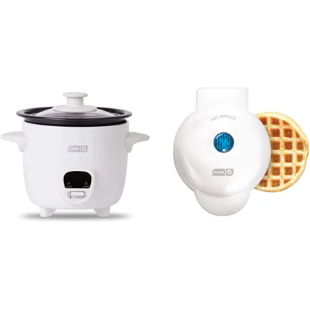 DRCM200GBWH04 Mini Rice Cooker Steamer with Removable Nonstick Pot White & DMW001WH Machine for Individual Paninis Hash Browns & other Mini waffle maker 4 inch White
DRCM200GBWH04 Mini Rice Cooker Steamer with Removable Nonstick Pot White & DMW001WH Machine for Individual Paninis Hash Browns & other Mini waffle maker 4 inch White