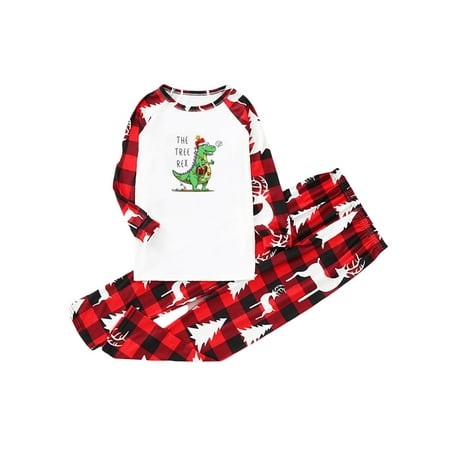 Christmas Snowman Tops and Plaid Trousers Parent-child Pajamas Set