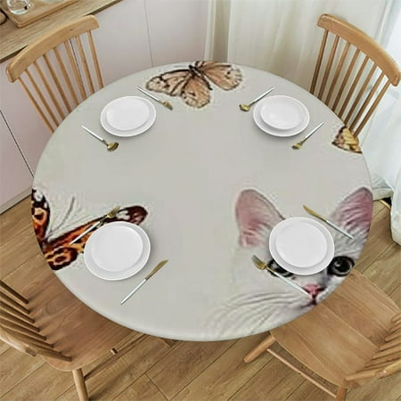 Sheronv Flowers Butterflies Cat Round Tablecloth 100% Polyester Outdoor Fitted Waterproof Resistant Fabric 46 -50
Sheronv Flowers Butterflies Cat Round Tablecloth 100% Polyester Outdoor Fitted Waterproof Resistant Fabric 46 -50