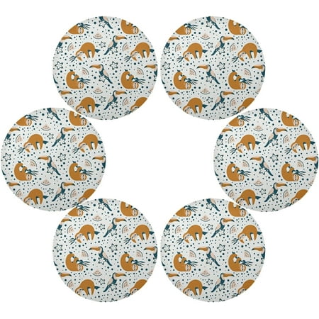 SKYSONIC Sloths Round Placemats for Dining Table Non-Slip Heat-Resistant Polyester Table Mats Set of 6 Washable Table Mats for Kitchen Dining Table Decoration
SKYSONIC Sloths Round Placemats for Dining Table Non-Slip Heat-Resistant Polyester Table Mats Set of 6 Washable Table Mats for Kitchen Dining Table Decoration