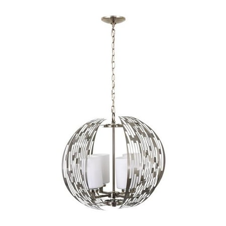 4 Light Contemporary Chandelier Brushed Nickel