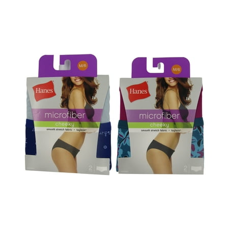 Hanes Women s Signature Smoothing Microfiber Bikini Cheeky Underwear 4-Pack (M8-10)