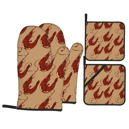Oven Mitts and Pot Holders 4 pcs Set Shrimp No.9054 Heat Resistant Pot Holders Oven Mitts for kitchen Non-Slip Hanging Loop Oven Glove Potholders for Baking Cooking
Oven Mitts and Pot Holders 4 pcs Set Shrimp No.9054 Heat Resistant Pot Holders Oven Mitts for kitchen Non-Slip Hanging Loop Oven Glove Potholders for Baking Cooking