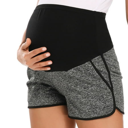 Ecavus Maternity Shorts Casual Stretchy Pregnancy Pants Heather Grey M