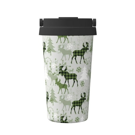Hirioo green plaid Moose tree for Coffee Travel Mug Insulated Coffee Mug with Lid 
Hirioo green plaid Moose tree for Coffee Travel Mug Insulated Coffee Mug with Lid