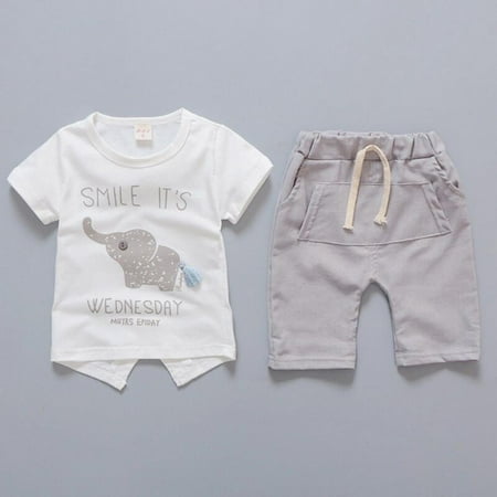 Leonard New Fashion Baby Boy Girl Summer Short Sleeve Cartoon Elephant Pattern T-shirt Tee Shorts 2 Pcs Outfits Set 
Leonard New Fashion Baby Boy Girl Summer Short Sleeve Cartoon Elephant Pattern T-shirt Tee Shorts 2 Pcs Outfits Set