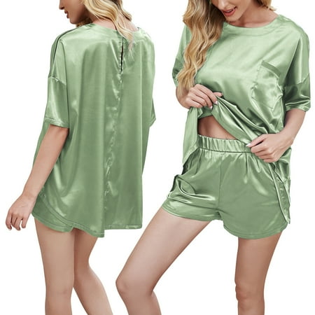 Licupiee Womens Silk Satin Pajamas Sets Two-Piece Pj Sets Sleepwear 3/4 Sleeve Summer Nightwear Loungewear
Licupiee Womens Silk Satin Pajamas Sets Two-Piece Pj Sets Sleepwear 3/4 Sleeve Summer Nightwear Loungewear