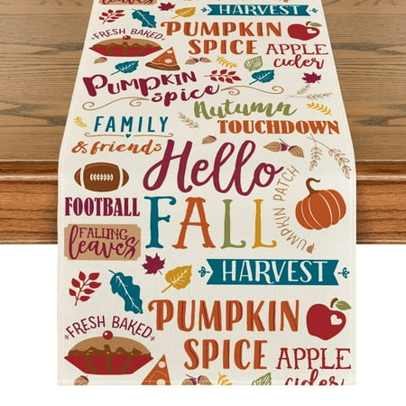 Artoid Mode Harvest Football Pumpkin Spice Hello Fall Table Runner 13 x 90