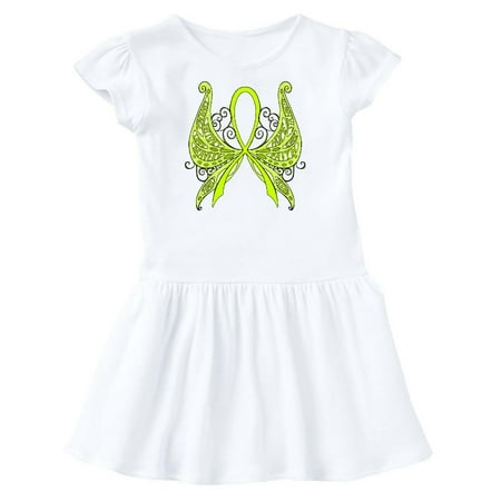 Inktastic Lymphoma Awareness with Butterfly Ribbon Words Gift Toddler Girl Dress