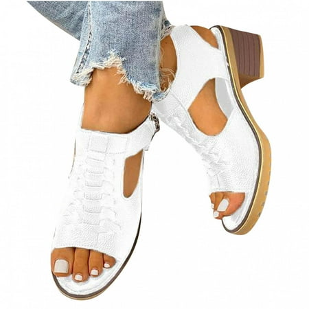 Deals of the Day Bidobibo Womens Sandals Fish Mouth Wedge Sandals Trendy Solid Color Hollow Out Mid Chunky Heel Shoes Casual Vacation Side Zipper Open Toe Beach Sandals
Deals of the Day Bidobibo Womens Sandals Fish Mouth Wedge Sandals Trendy Solid Color Hollow Out Mid Chunky Heel Shoes Casual Vacation Side Zipper Open Toe Beach Sandals