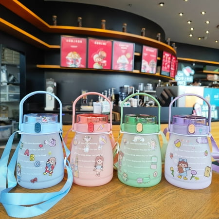 CXDa 1100ml Straw Cup Strap Design Bright Color Flip Lid Colorful Print Double Drinking Straw Cup for Students
CXDa 1100ml Straw Cup Strap Design Bright Color Flip Lid Colorful Print Double Drinking Straw Cup for Students