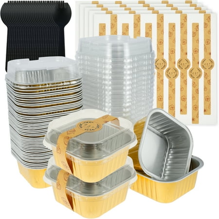 Protoiya 150ml/5oz Aluminum Foil Cupcake Cup 50Pcs Non-Stick Foil Baking Cups with Lids and Spoons Square Ramekin Pudding Baking Liner
Protoiya 150ml/5oz Aluminum Foil Cupcake Cup 50Pcs Non-Stick Foil Baking Cups with Lids and Spoons Square Ramekin Pudding Baking Liner