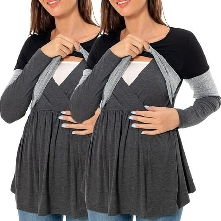 Qufokar Plus Size Sequin Dress Petite Maternity Pajamas Womens Maternity Long Sleeve Crew Neck Color Block Nursed Tops T Shirt for feeding Pregnancy Clothes 2 Pack
Qufokar Plus Size Sequin Dress Petite Maternity Pajamas Womens Maternity Long Sleeve Crew Neck Color Block Nursed Tops T Shirt for feeding Pregnancy Clothes 2 Pack
