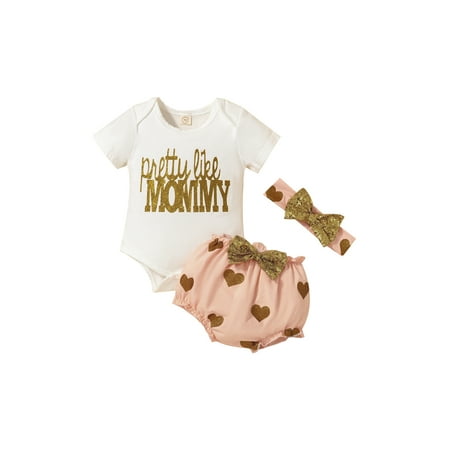 Liliz Baby Girls Three Pieces Clothes Outfit Letter Printed Short Sleeve Romper + Heart Printed Shorts + Headband
Liliz Baby Girls Three Pieces Clothes Outfit Letter Printed Short Sleeve Romper + Heart Printed Shorts + Headband