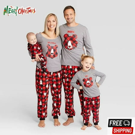 Sunisery Polar Bear Print Christmas Pajamas For Family