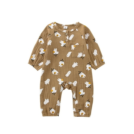 Amuver Baby Romper Ghost Pumpkin Print O-Neck Long Sleeve Jumpsuit with Buttons and Pocket for Girls Boys 0-18 Months
Amuver Baby Romper Ghost Pumpkin Print O-Neck Long Sleeve Jumpsuit with Buttons and Pocket for Girls Boys 0-18 Months