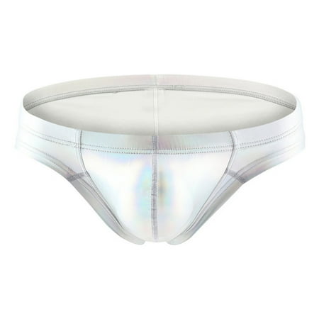 Men s Fashion Patent Leather Wrinkled Small Boxer Briefs With Bronzing