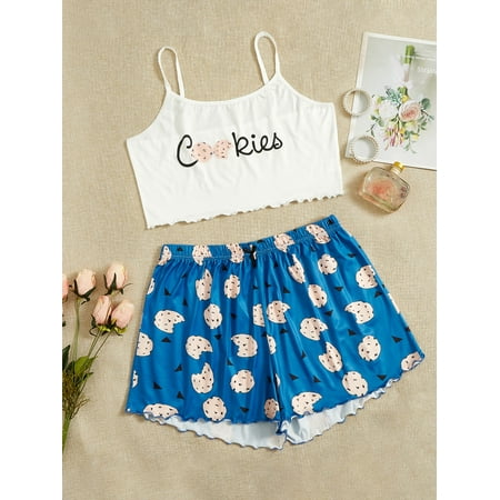 Blue and White Cute Women s Plus Cartoon Letter Print Lettuce Trim Pajama Set 4XL(20) Y22001D
Blue and White Cute Women s Plus Cartoon Letter Print Lettuce Trim Pajama Set 4XL(20) Y22001D