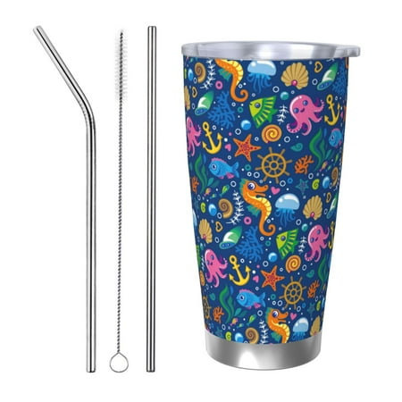 Qekee Sea Fish Print 20OZ Car Cup Stainless Steel Vacuum Insulated Tumbler Tumbler Cup With Lid And Straw Travel Coffee Mug-Straw Three-piece Set
Qekee Sea Fish Print 20OZ Car Cup Stainless Steel Vacuum Insulated Tumbler Tumbler Cup With Lid And Straw Travel Coffee Mug-Straw Three-piece Set