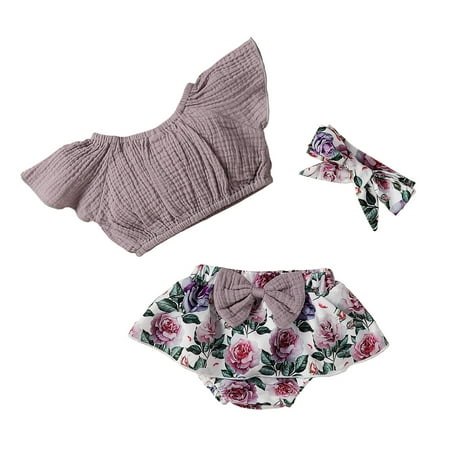 Baby Girls Summer Solid Off Shoulder Tops+Floral Bow Shorts Outfits Set Clothes Outwear For 0-6 Months
Baby Girls Summer Solid Off Shoulder Tops+Floral Bow Shorts Outfits Set Clothes Outwear For 0-6 Months