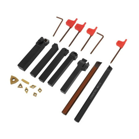 7Pcs Shank Lathe Boring Bar Turning Tool Holder Set With Carbide Inserts Kits