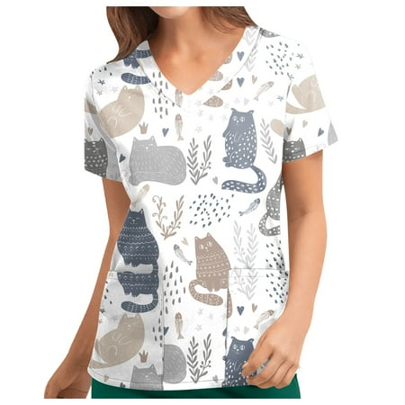 TKing Fashion Independence Day Women Plus Size Scrubs Top V-Neck Short Sleeve Printed Pockets Work Blouse for Women White 2XL
TKing Fashion Independence Day Women Plus Size Scrubs Top V-Neck Short Sleeve Printed Pockets Work Blouse for Women White 2XL