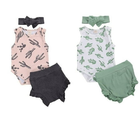 Baby Girls Outfit Set Cactus Sleeveless Button Closure Romper Solid Color Ruffle Triangle Pants Bow Hair Band Set
Baby Girls Outfit Set Cactus Sleeveless Button Closure Romper Solid Color Ruffle Triangle Pants Bow Hair Band Set