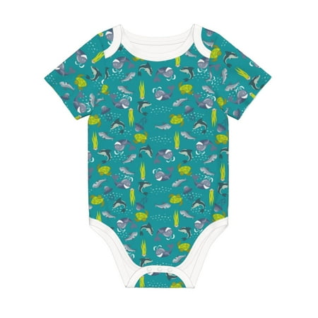 Matuu Cute Shark Turtle for Baby Short-Sleeve Bodysuit Soft Cotton Comfortable and Breathable Perfect for Newborns and Infants
Matuu Cute Shark Turtle for Baby Short-Sleeve Bodysuit Soft Cotton Comfortable and Breathable Perfect for Newborns and Infants