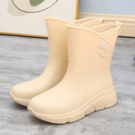 Fashion Women‘s Rain Boots Mid-Tube Rain Boots PVC Thick-Soled Outer Wear Non-Slip Rubber Shoes Waterproof Outdoor Shoes 36-40