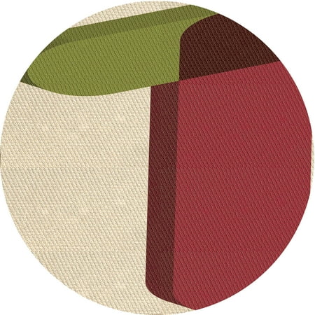 Ahgly Company Indoor Round Patterned Chilli Pepper Red Area Rugs 8 Round