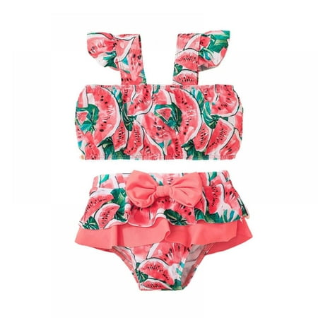 

Baozhu Toddler Girls Floral Swimsuits Teen Girls Sunsuit Tankini Suit Baby Girl Two-pieces Ruffled Bathing Suits Crop Top and Bikini Bottoms Swimwear 18-24 Months