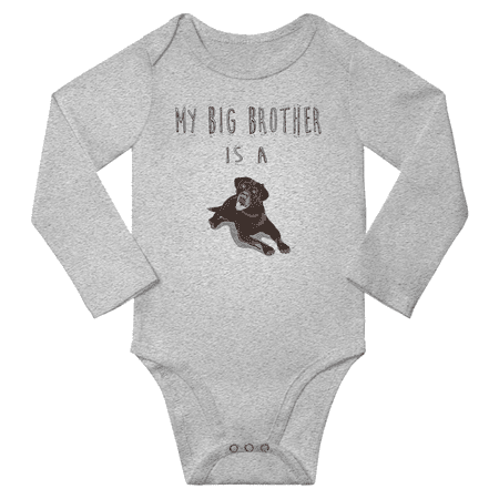 My Big Brother is a Labrador Retriever Dog Cute Baby Long Sleeve romper jumpsuit Newborn-24 Monthes (Gray 0-6M)
