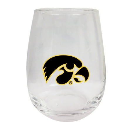 Iowa Hawkeyes 9 oz Stemless Wine Glass