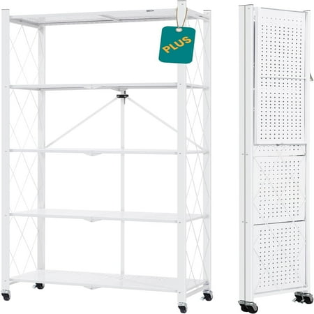 Folding Shelves with Wheels Bookshelf with Assembly Metal Rack for Kitchen Office Laundry Garage (5 Tier Black)
Folding Shelves with Wheels Bookshelf with Assembly Metal Rack for Kitchen Office Laundry Garage (5 Tier Black)