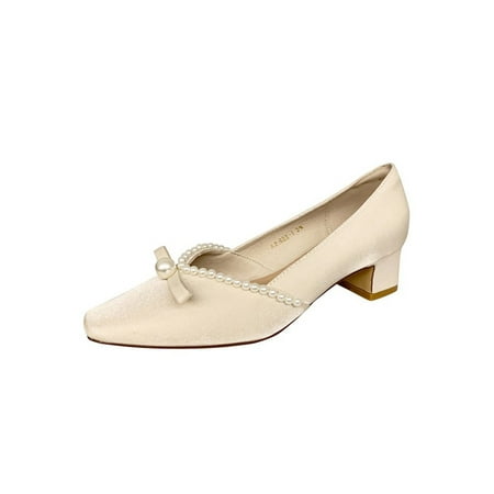Wazshop Womens Mid Heels Bowknot Pumps Comfort Dress Shoe Pearl Slip On Chunky Loafer Women Pump Shoes Square Toe Lightweight Beige 4
Wazshop Womens Mid Heels Bowknot Pumps Comfort Dress Shoe Pearl Slip On Chunky Loafer Women Pump Shoes Square Toe Lightweight Beige 4