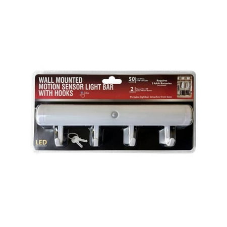 Kole Imports GE733-4 Wall Mounted Touch Sensor Light Bar with Hooks - Pack of 4