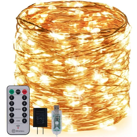 Fairy Lights Plug in 66ft 200 LEDs Copper Wire Firefly Lights with RF Remote Control UL Adaptor Included USB Starry Lights for Christmas Garden Party Indoor Decor Warm White
Fairy Lights Plug in 66ft 200 LEDs Copper Wire Firefly Lights with RF Remote Control UL Adaptor Included USB Starry Lights for Christmas Garden Party Indoor Decor Warm White